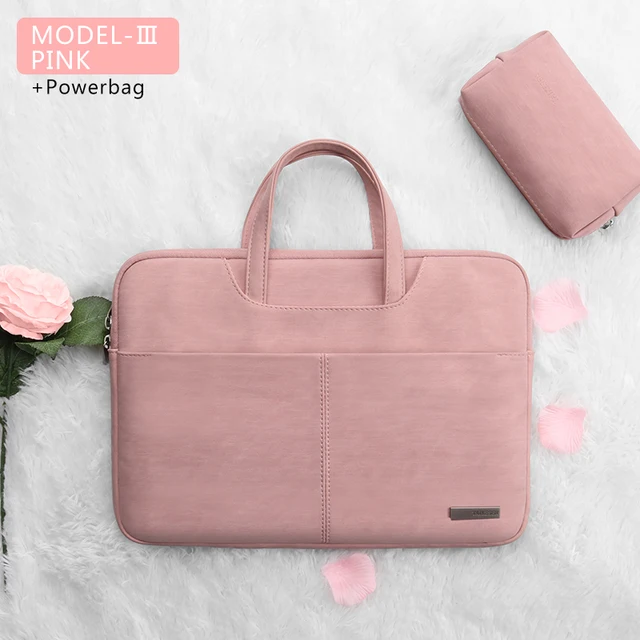 Laptop Bag 13.3 15.6 14 inch Waterproof Notebook Bag Sleeve For Macbook Case M1 Air Pro 13 15 Huawei Shoulder Handbag Briefcase PINK 3 SETS
