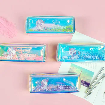 

Unicorn Pencil Case Cute Transparent Pencil Bag Soft Stationery Pen Pouch Kid Gift Office School Supplies