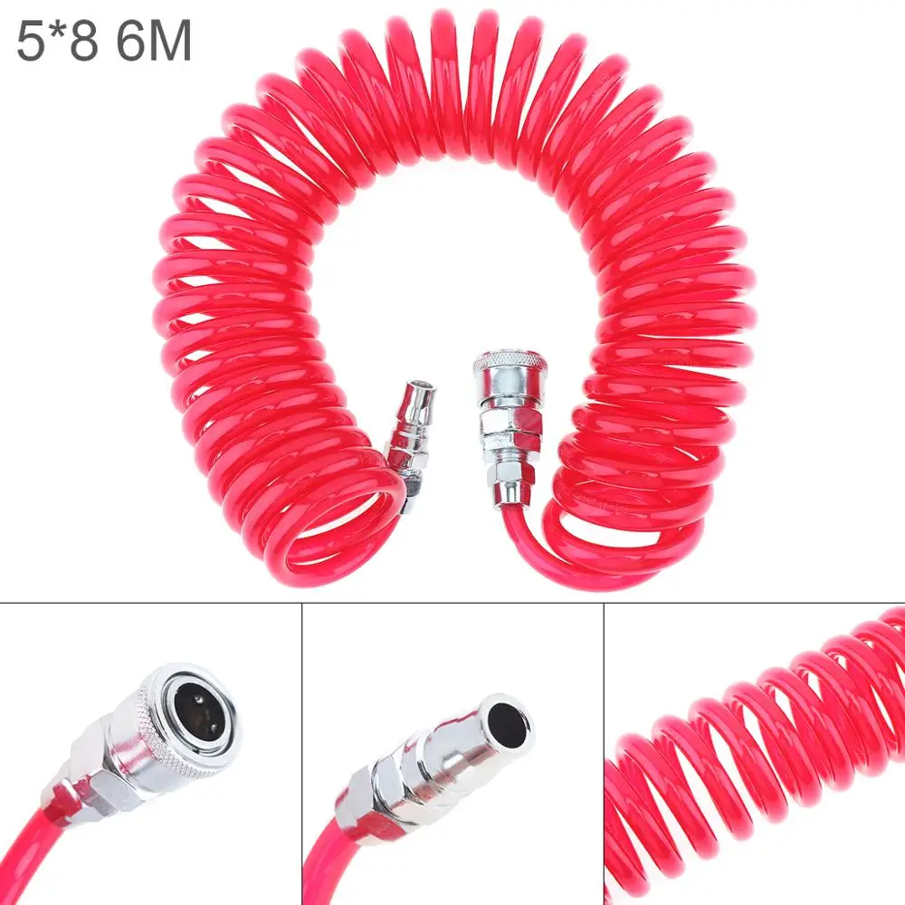 

6M / 9M 5 x 8mm PU Telescopic Hose Spring Tube with Fast Interface and 8mm Bayonet Quick Connector for Compressor Air Tool