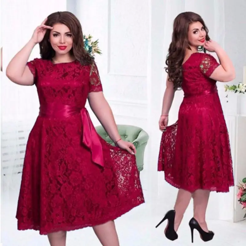 XS-6XL, весеннее женское кружевное платье размера плюс, летнее, на шнуровке, для девушек, большие размеры, офисное платье, большие размеры, элегантное вечернее платье