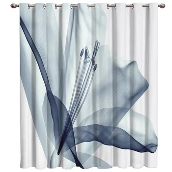 

Flowers Blossoming Blue Plant Natural Character Window Curtains Living Room Curtain Rod Kitchen Drapes Fabric Home Decoration
