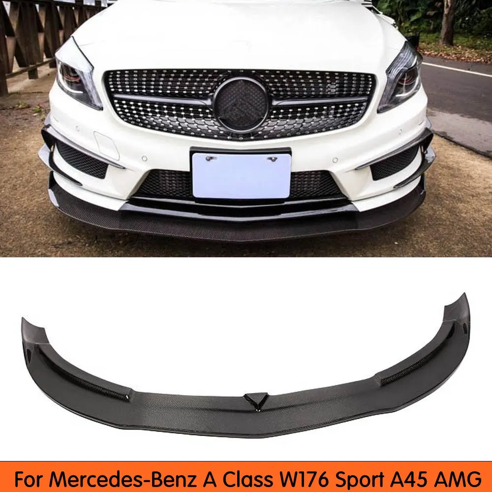 Для Mercedes-Benz W176 Sport A45 AMG углеродного волокна передний блеск для губ отделка бампера Сплиттер Комплект 2013
