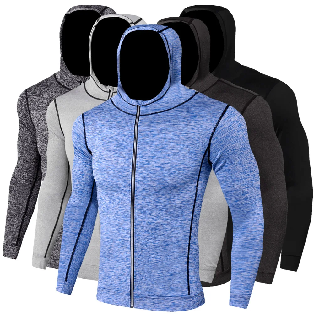 Running training hoodie jacket men long sleeved zipper casual quick