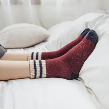Модные Ретро-носки, утепленные женские носки, Осень-зима, лоскутные носки средней длины, зимние теплые Дышащие носки для девочек