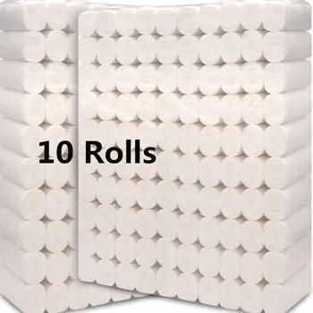 

10 Rolls Soft Toilet Paper Roll Tissue 4-layers Household Paper Without Adjunct Non-Smell Home Bathroom Kitchen Accessories