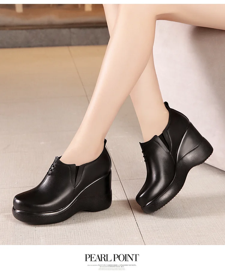 GKTINOO женские туфли на танкетке; коллекция года; сезон осень-зима; туфли-лодочки на платформе; женские кожаные офисные туфли на высоком каблуке; женская обувь размера плюс 33-43