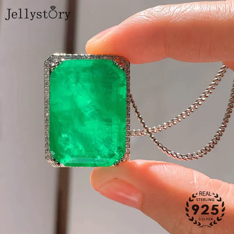Jellystory класса люкс S925 серебро Элегантный комплект серьги и кулон с прямоугольник