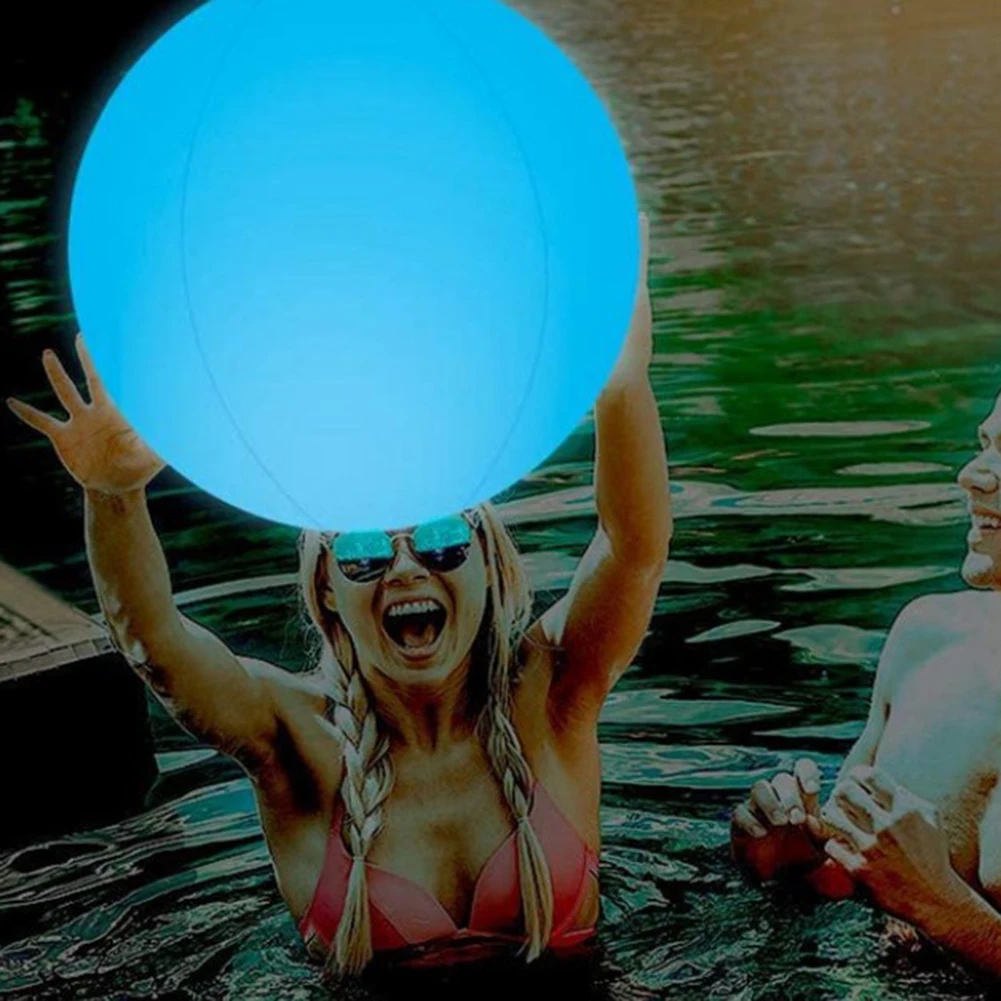 Remote Control Swimming Pool 13 Colors Glowing Inflatable LED Glowing Beach Ball 