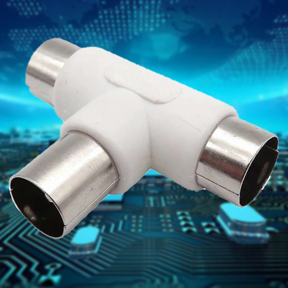 

Male To 2 Female RF Coax Connector 3 Way Plug T Shape Splitter Adapter Triple