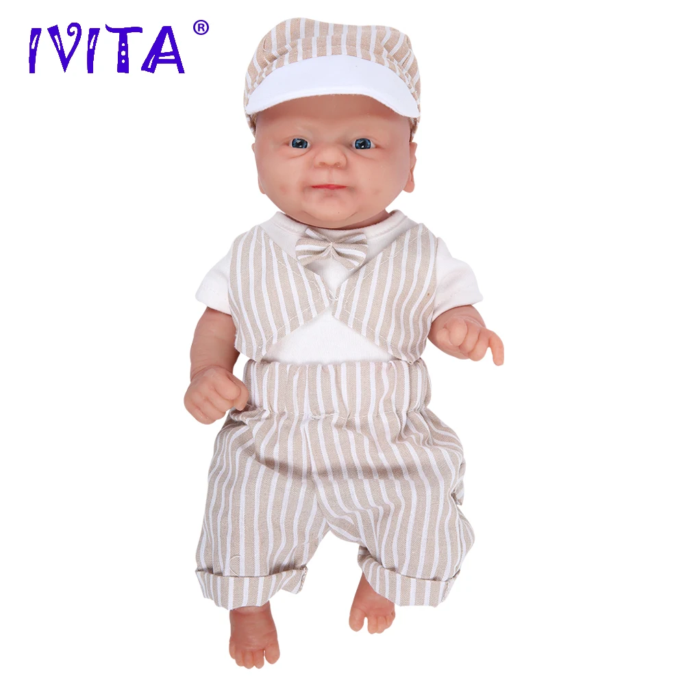 IVITA WB1512 14 inch 1.65kg Full Body Soft Silicone Reborn Baby Dolls Alive Simulated Bonecas Eyes Opened Smile Baby Boy Toys