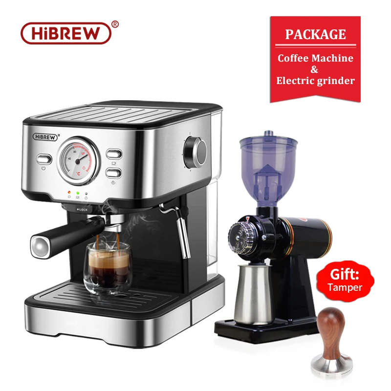 HiBREW 19 Bar Espresso Coffee Machine inox Semi Automatic Expresso Cappuccino Maker