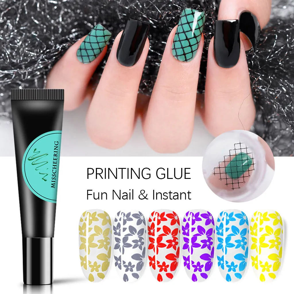 

Drying Nail Printing Glue Painted Rubber Hose Stamp Template Manicure Glue Nail Shop With Printing Glue 8ml Nail Care Tools#V