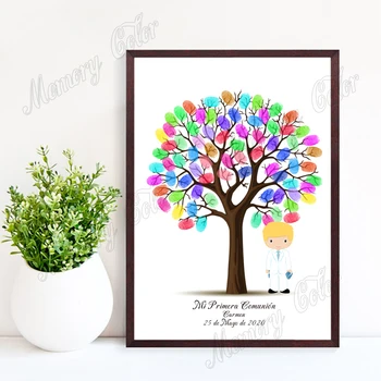 

Personalized Holy Communion Guestbook Custom Name Date Fingerprint Signature DIY Guest Book For Kids Holy Communion Souvenir