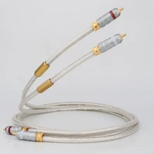 

High Quality pair QED Signature 6N OCC Silver-plated Hifi RCA Audio Cable With Gold plated RCA plug connector