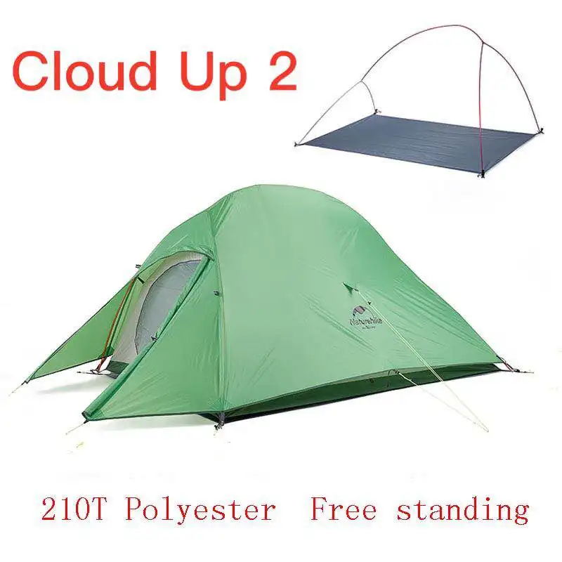 Naturehike модернизированная серия Cloud Up Сверхлегкая походная палатка Водонепроницаемая походная палатка 20D нейлоновая палатка с бесплатным ковриком - Цвет: CloudUp2 210T Green