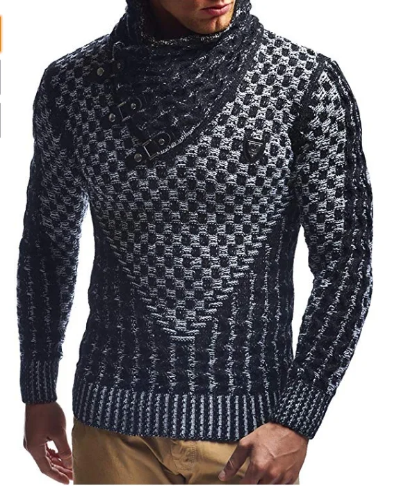 ZOGAA, свитер с высоким воротом, для мужчин, однотонный, тонкий, вязаный, Sueter Hombre, пуловеры, Осень-зима, для мужчин, Джерси, Hombre, трикотаж, Homme, джемпер - Цвет: Серый