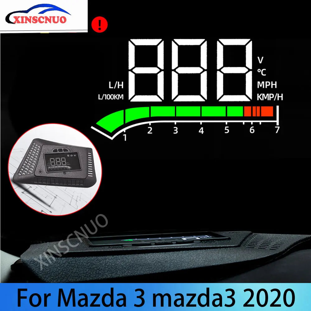 

XINSCNUO Car HUD Head Up Display For Mazda 3 For Mazda3 Axela 2014-2018 2019 2020 OBD Speedometer Projector Airborne computer