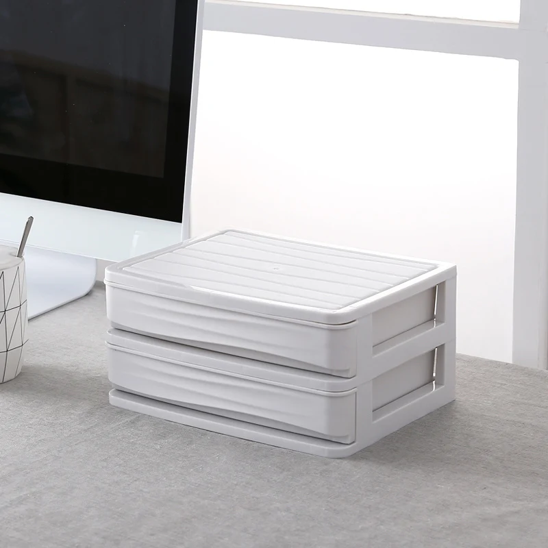 2 layer drawer Настольная коробка для хранения косметики макияж Органайзер с ящиком подставка для помады пластиковый чехол для хранения - Цвет: 2 layer drawer