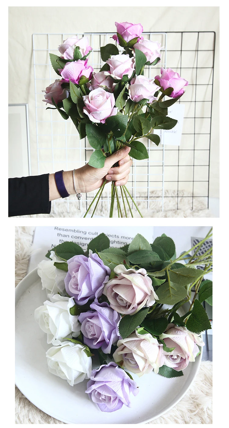 JAROWN Artificial Flannel Rose INS Simulation Flower Home Decoration Festival Wedding Flower Wall DIY Plant Wall Fake Flower (12)