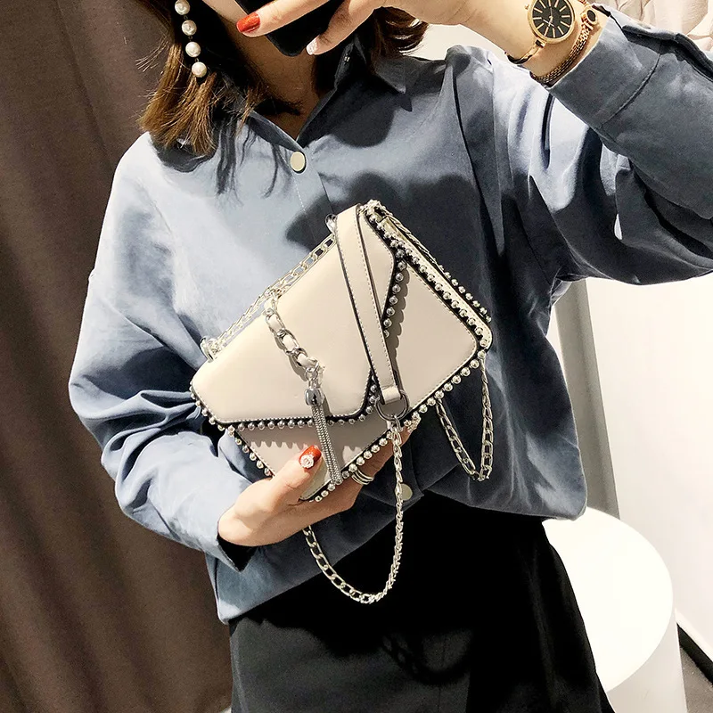 

CHIC Chain Small Square Bag Women's 2018 Summer New Style Korean-style chao liu su Shoulder Bag Versitile Fashion Shoulder Bag