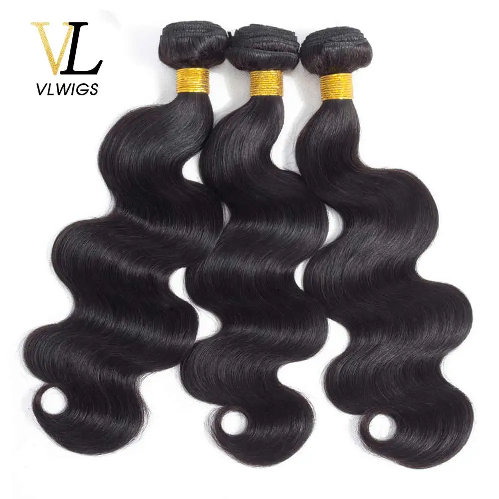 VLwigs бразильские натуральные волосы волнистые пучки Remy 3 шт. 1/3/4 10 " 32" 100%