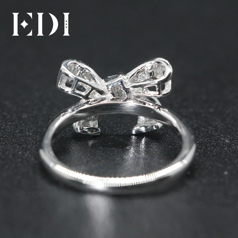 EDI бант-узел стильное бриллиантовое кольцо 14k белое золото Желтое золото натуральный бриллиант 0.32ctw G/SI обручальное кольцо для женщин
