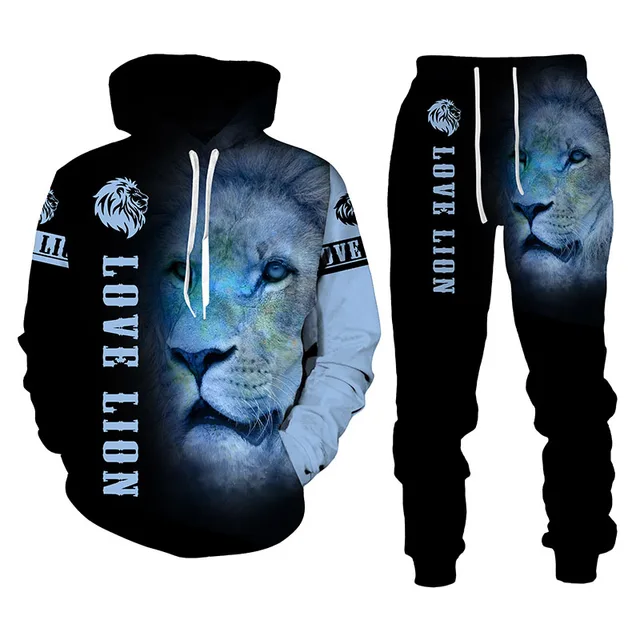 The Lion King Autumn Winter 3D Printed Men's Hooded Sweater Set Men's Sportswear Tracksuit Long Sleeve Men's Clothing Suit 5