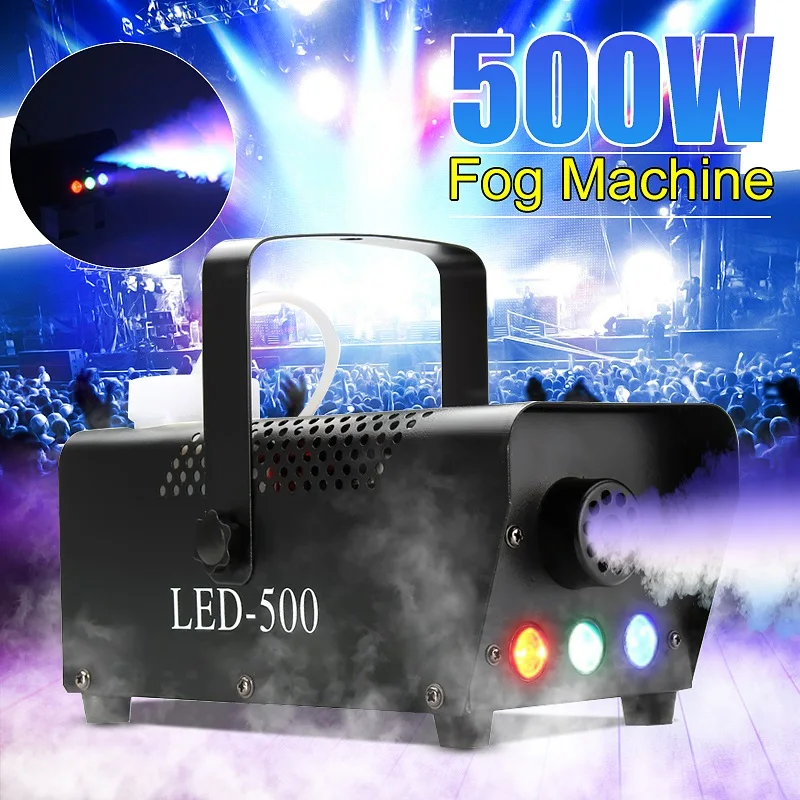 

500W RGB LED Fog Machine Remote Control Lighting DJ Party Smoke Thrower DJ Party Light Smoke Thrower