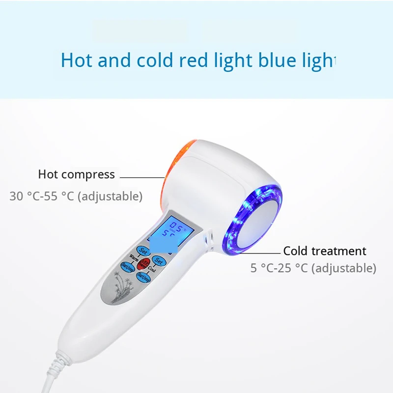 Color Light Facial Aesthetics Therapy Acne Machine Ice Hot Compres Massager For Face Shrink Pores S