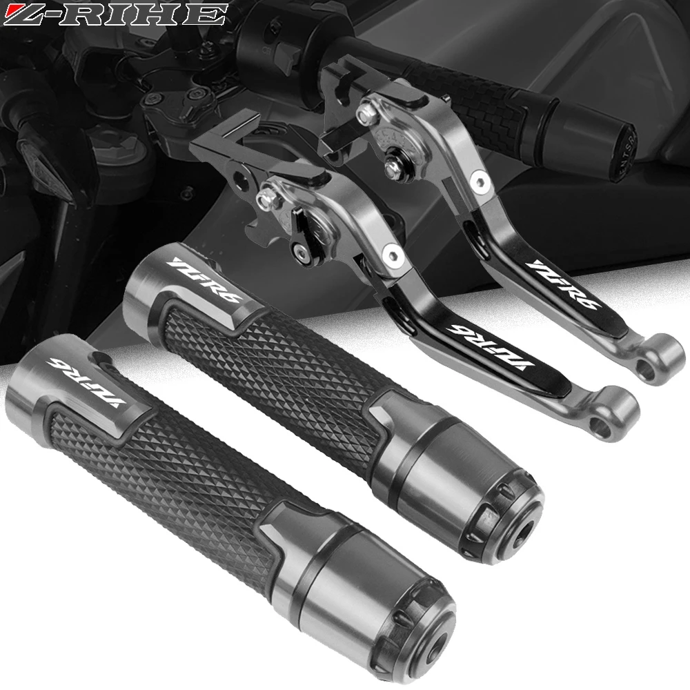 

CNC aluminum Motorcycle Adjustable Folding Brake Clutch Levers Handlebar Hand Grips For Yamaha YZF R6 YZFR6 2017 2018 2019 2020