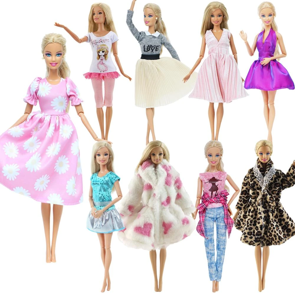 Traje de moda hecho a mano para muñeca Barbie, 1 Uds., Vestido corto con estampado de dibujos animados, camiseta, Leggings, accesorios de pantalones, ropa|clothes for barbie|clothes for barbie dollsfor barbie - AliExpress