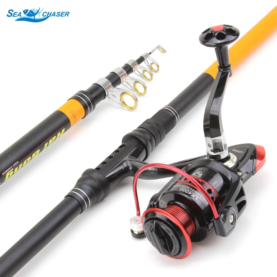 

Promotion! Carbon Telescopic Spinning Fishing Rod 2.1M-3.6M carp pole and Spinning Reels set sea rod Travel Fishing Tackle