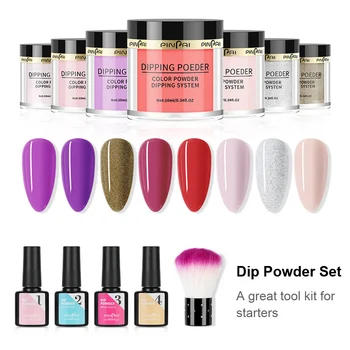 

Dip Powder Set Dipping Nail Powder Starter Kit for French Nail Style No Lamp Nail Curing Needed Portable Dipping Powder Kit