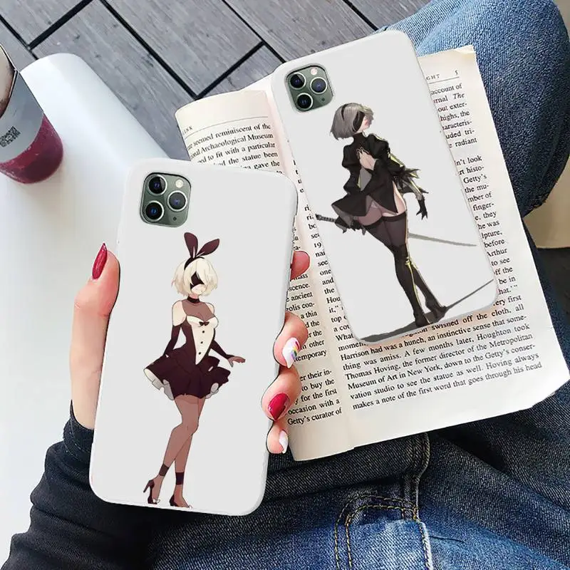 Anime Nier Automata 2b Phone Case White Candy Color for iPhone 6 7 8 11 12 s mini pro X XS XR MAX Plus | Мобильные телефоны и