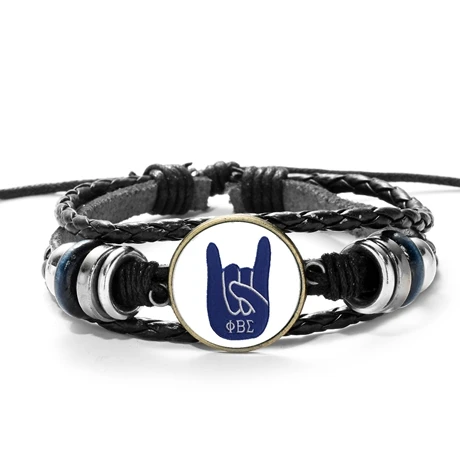 Style 3 SIAN Phi Beta Sigma, греческие буквы, браслеты, Fraternity, 1914 стеклянный кабошон ручной работы, многослойный Плетеный браслет из бисера - Окраска металла: Style 3