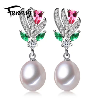 

FENASY 925 Sterling Silver Earrings Natural Freshwater Pearl Earrings For Women Fashion Evening Party Wedding Fine Jewelry