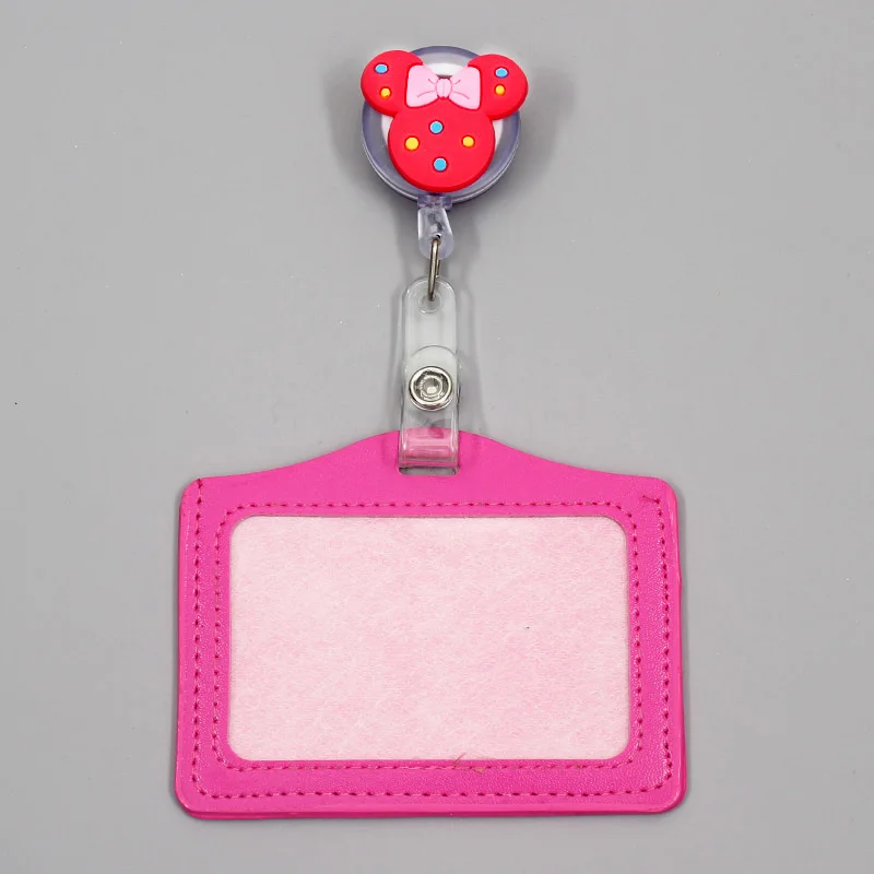 Cute Bowknot Mickey Silicone Badge Scroll Nurse Office Reel Character Scalable Student Exhibition Business Card Badge Holder