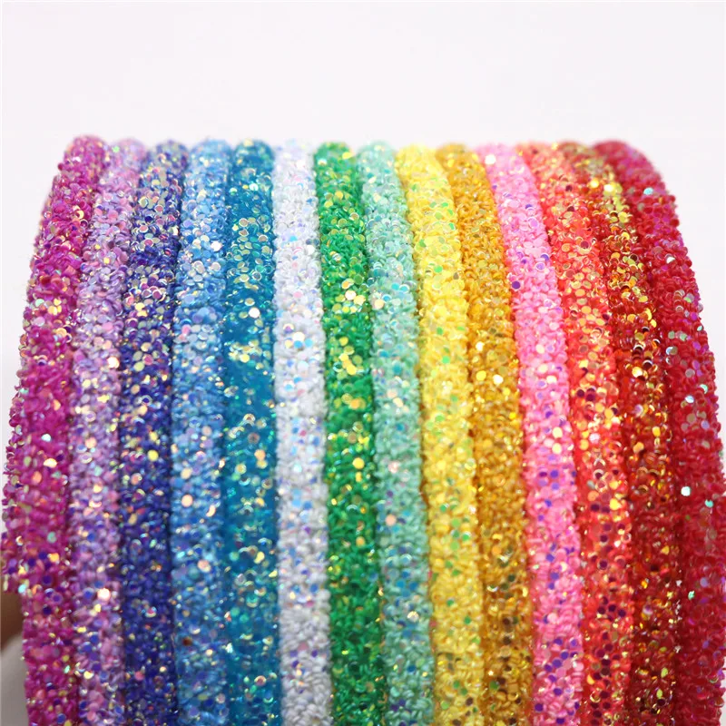 6mm Glitter Sequins Rhinestones Soft Tube Cord Rope String for DIY Clothing Shoes Hat Jewelry Bracelet Party Decoration 1 Yard