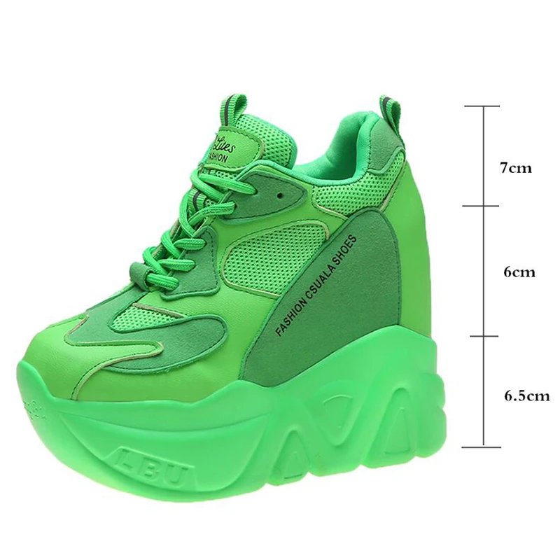 

Super high heels chunky sneakers women autumn thick bottom height increasing casual shoes woman mesh platform Vulcanize HD88