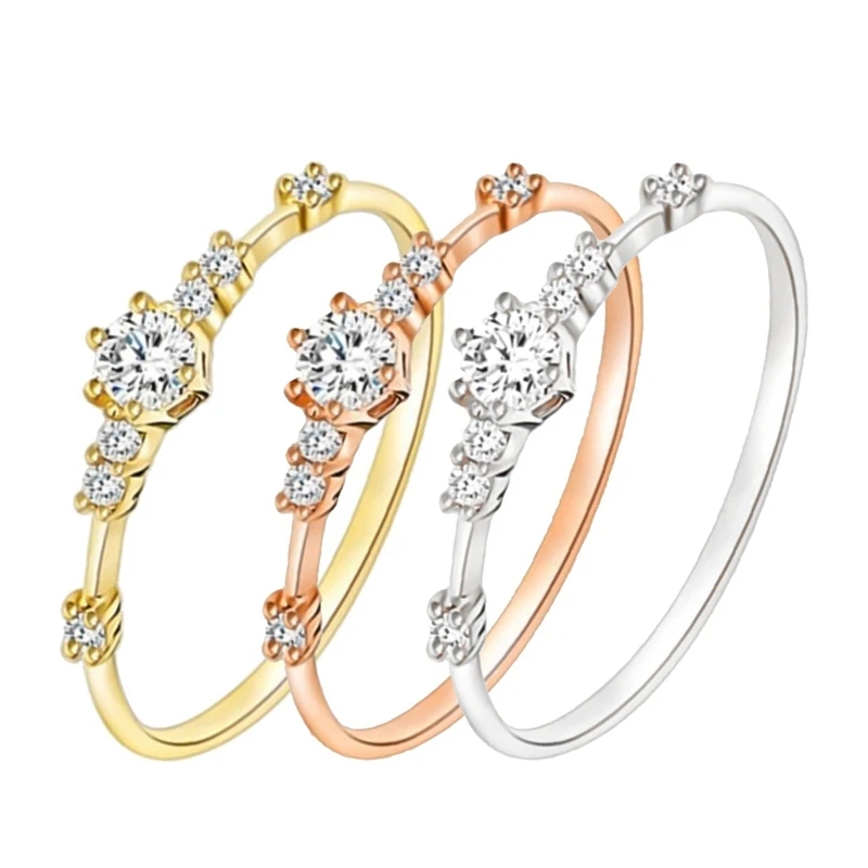 Finger Ring Fashion Women Jewelry Rose Gold/Silver/Gold Color Rhinestone Crystal Rings 4/5/6/7/8/9/10/11 Size Gift