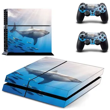 

Ocean And Shark Style Decal Skin Sticker for PS4 Playstation 4 Console Protection Film + 2Pcs Controllers Protective Cover
