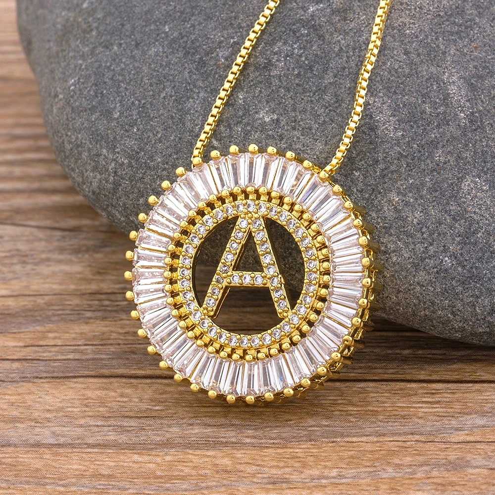 

Classic A-Z Initials Gold/Silver/Rose Gold 3 Colors Choice Micro Pave CZ Letter Pendant Name Necklace Charm Family Jewelry Gift