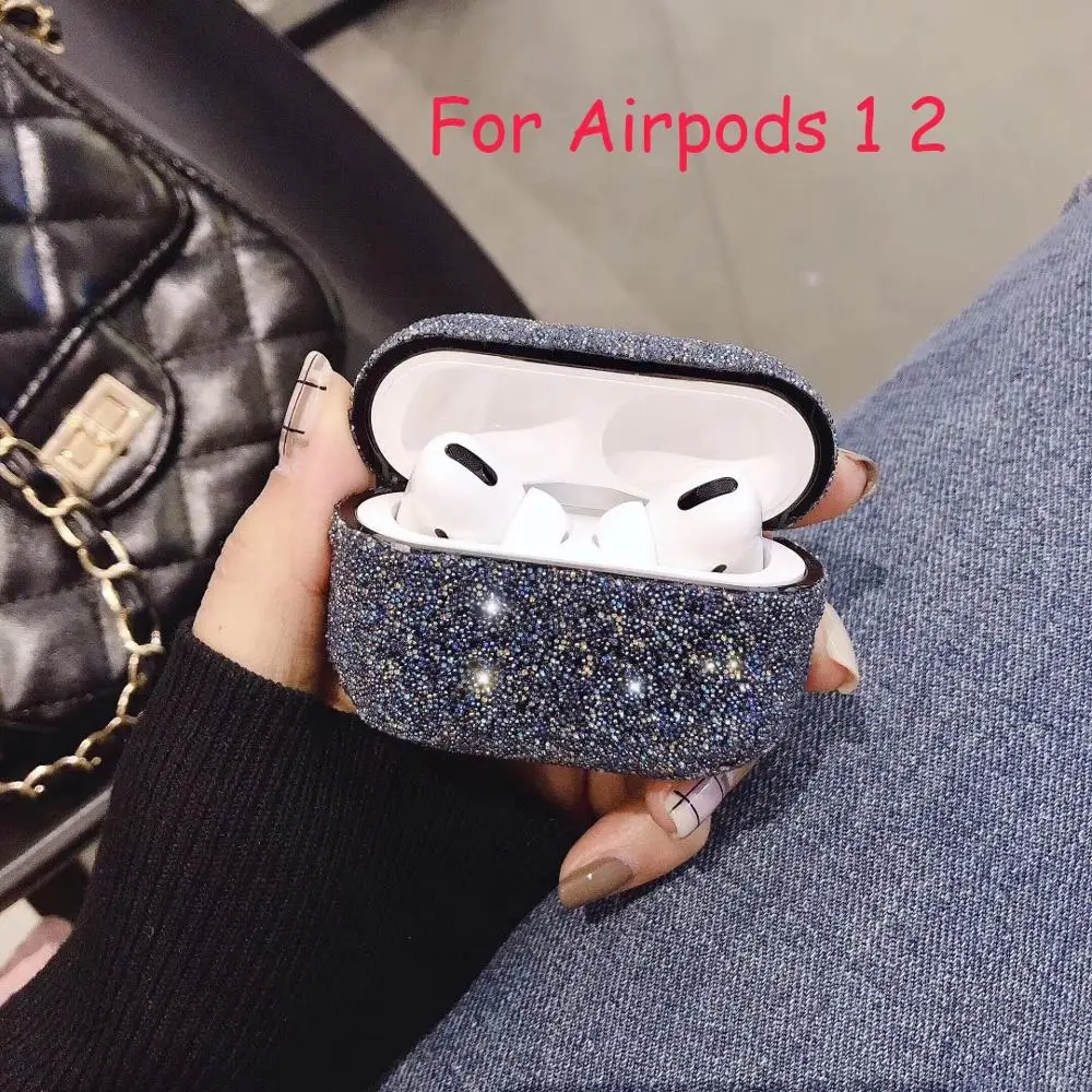 Чехол s для Airpods Pro, чехол, шикарный Кристалл, роскошная Девичья сумка, беспроводной Bluetooth чехол для наушников, для Airpods 2, 1, Heatset, зарядная коробка - Цвет: Black For Airpods1 2