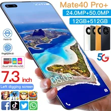 

Global Version Mate40pro+ 7.3 Inch Smartphone Andriod 10.0 Face ID Mobile Phone MTK6889 Double SIM Card Cellphone
