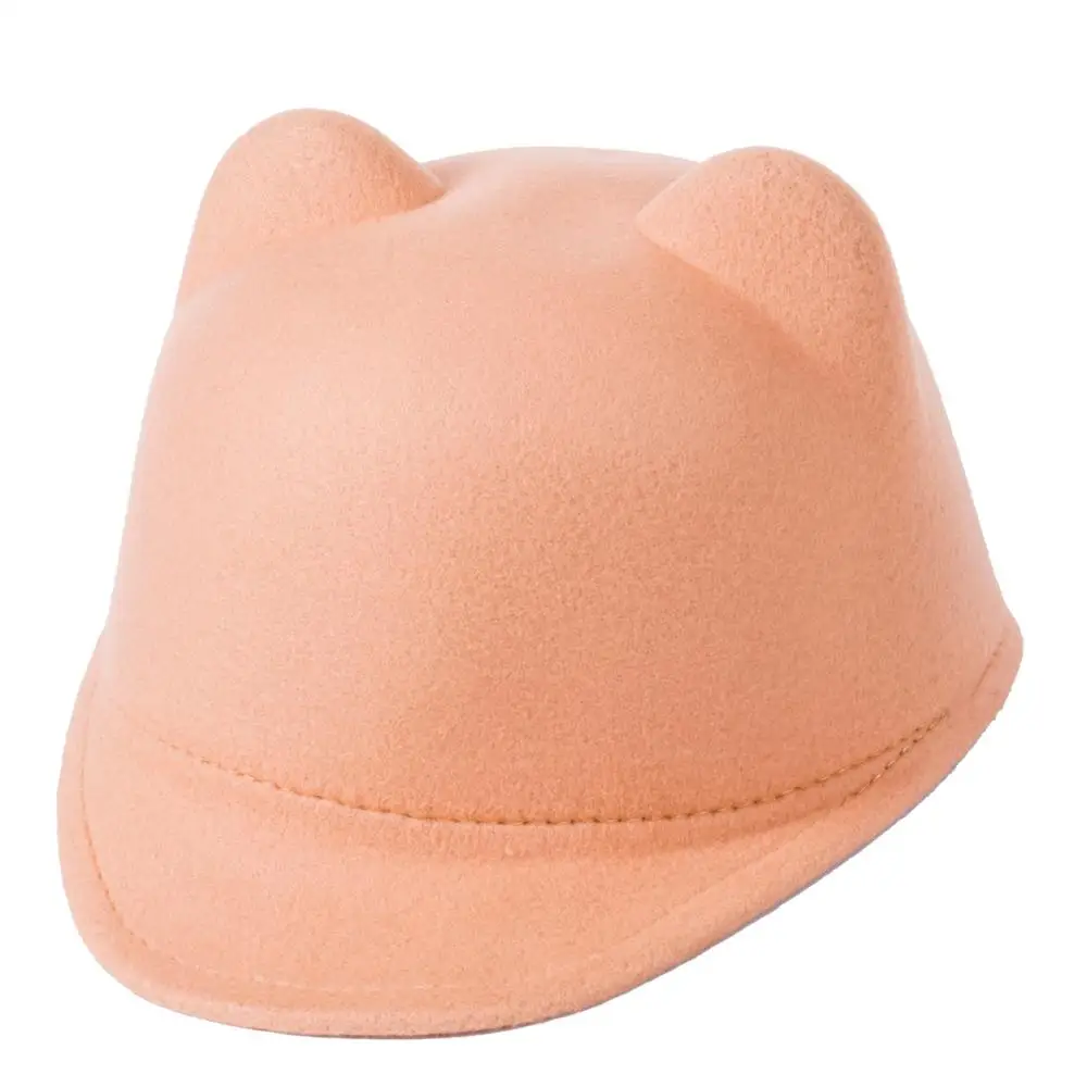 Зимняя модная детская шапка дьявола для девочек, милая шерстяная шапка с кошачьими ушками Дерби котелок, горячая распродажа - Цвет: Хаки
