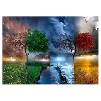 

5d diy diamond painting four seasons trees cross stitch diamonds diamond embroidery needlework home arts