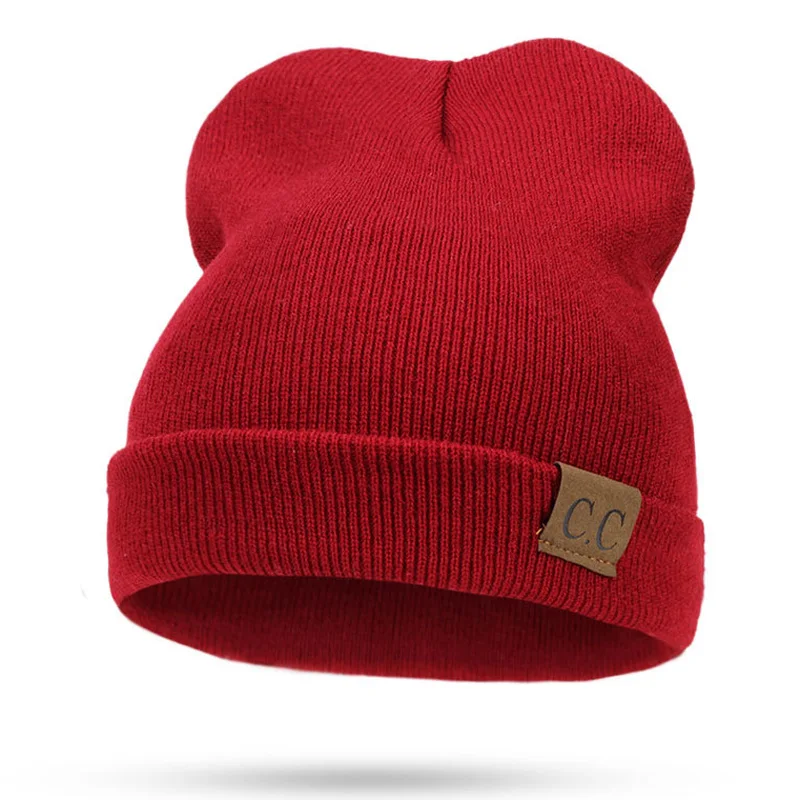 Шапка хип-хоп хеджирующая Кепка красные синие Черные Стрейчевые вязаные шапки для осенне-зимнего сезона шерстяные шапки для мужчин и женщин Лыжная Кепка Невинная шапка - Цвет: Бургундия