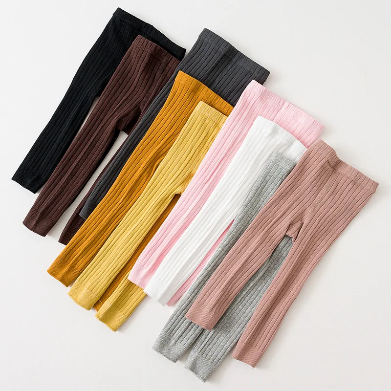 2023 Ins Fashion Baby Legging Baby Ribbed Pants Autumn Pants Girls Leggings 1-6 Years Baby Clothing