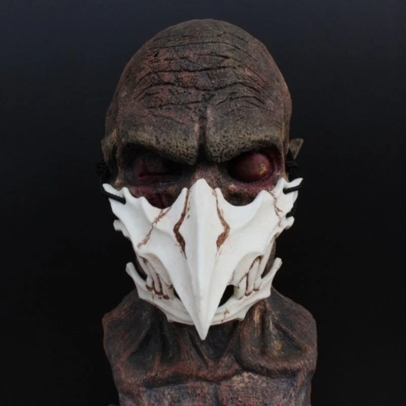 Хэллоуин резиновая маска для косплея Бог дракона Яша маска 2D ужас вечерние череп животное лицо Япония Маскарад страшная маска Тигр тенгу
