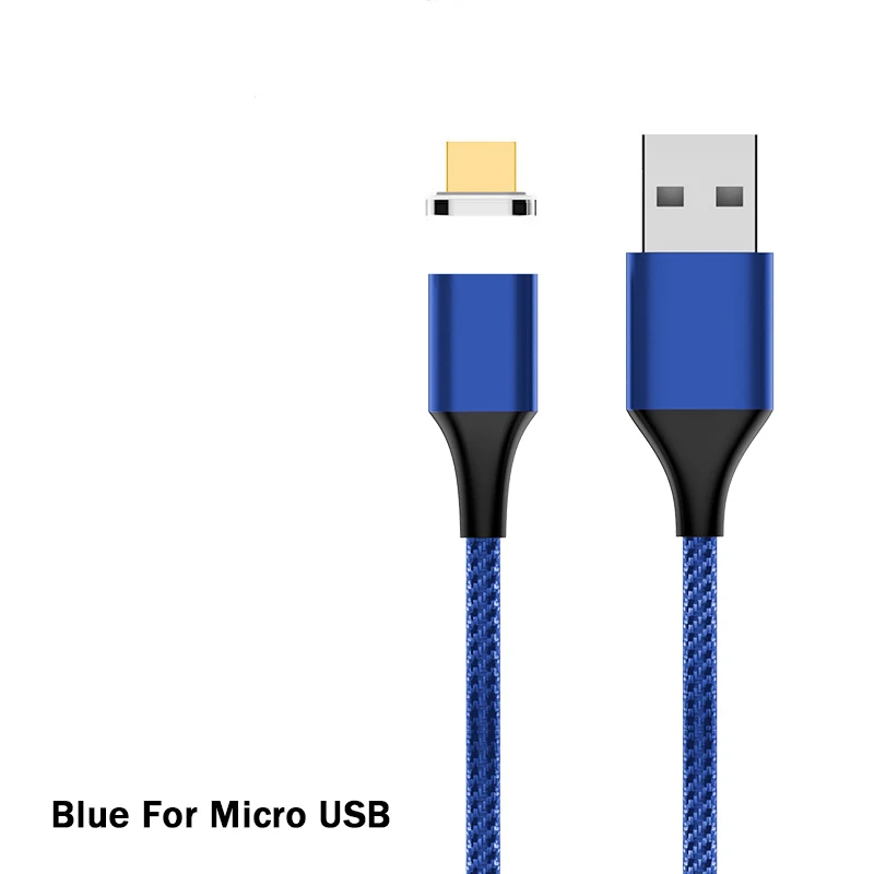 Blue For micro Магнитный кабель 3A Быстрая зарядка для iPhone Xiaomi samsung Android мобильный телефон магнит зарядное устройство type C Micro USB кабель для передачи данных - Цвет: Blue For micro